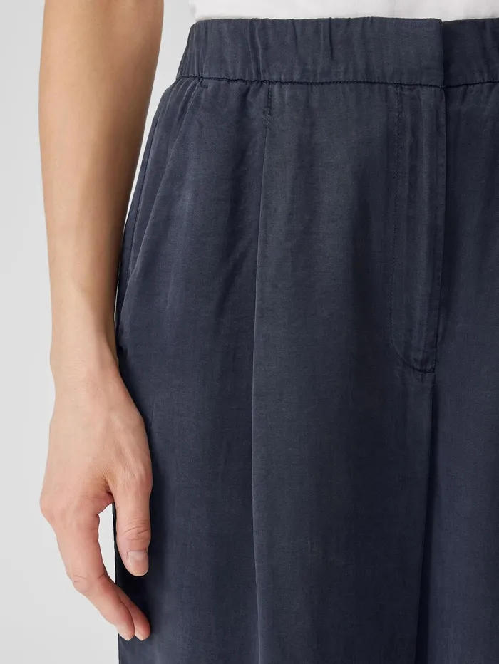 Women Eileen Fisher Pants Shorts and Jumpsuits Sandwashed Twill Wide Trouser Pant Ocean