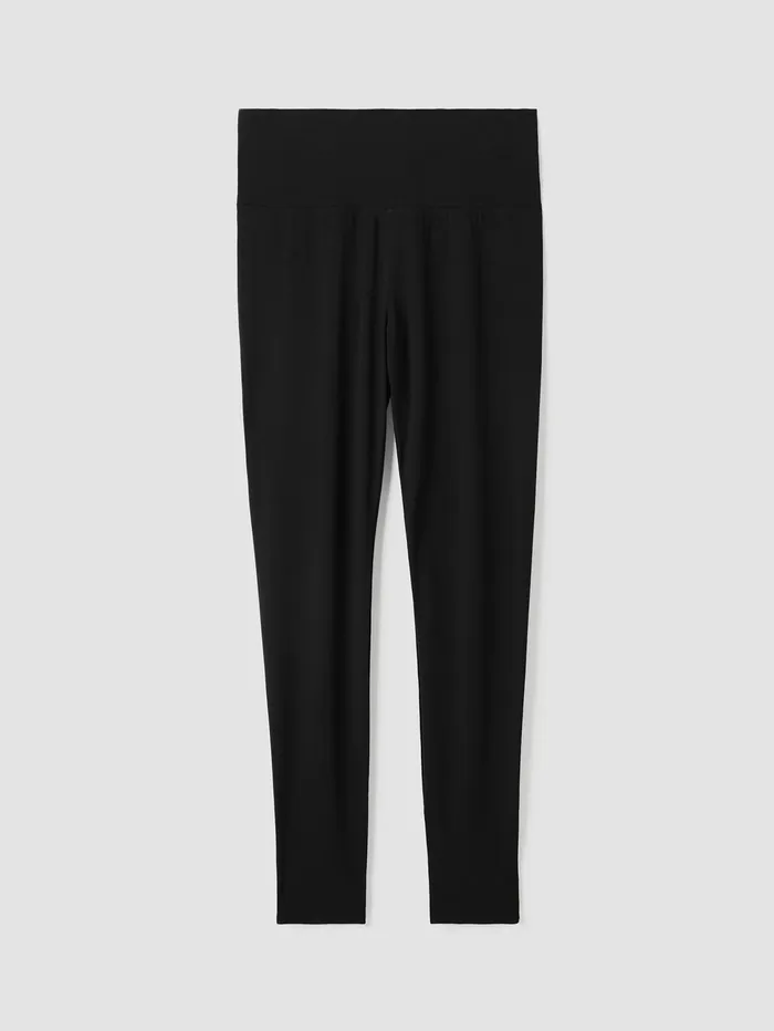 Women Eileen Fisher Pants Shorts and Jumpsuits Stretch Jersey Knit Leggings Black