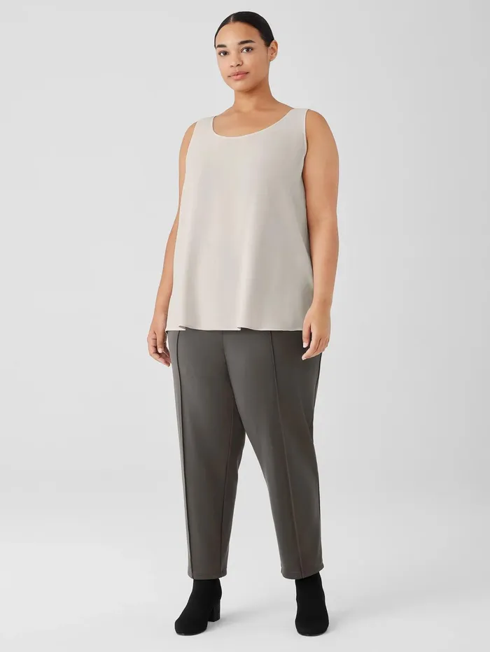 Women Eileen Fisher Petite Silk Georgette Crepe Scoop Neck Tank Bone