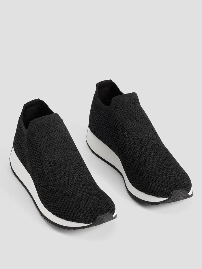 Women Eileen Fisher Shoes Humm Recycled Stretch Knit Sneaker Black