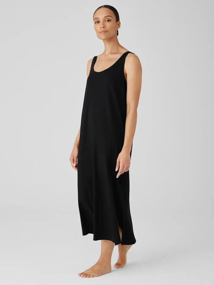 Women Eileen Fisher Sleepwear Organic Cotton Interlock Tank Sleep Dress Black
