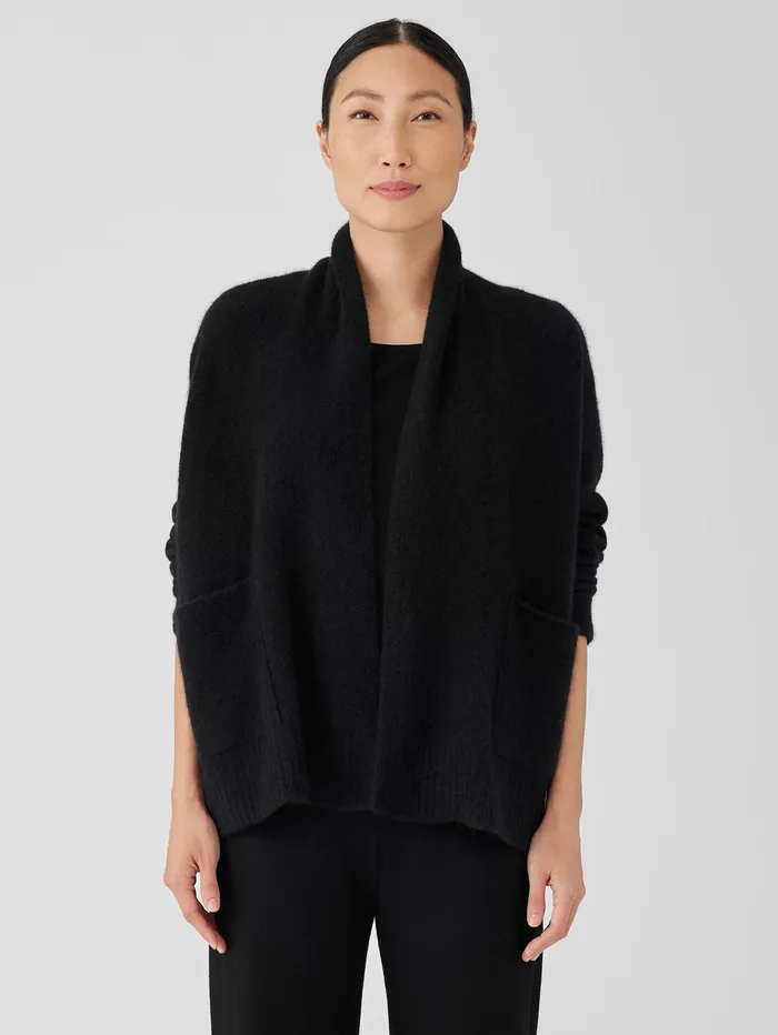 Women Eileen Fisher Sweaters and Cardigans Cashmere Silk Bliss Shawl Collar Cardigan Black Women Eileen Fisher Sweaters and Cardigans Cashmere Silk Bliss Shawl Collar Cardigan Black
