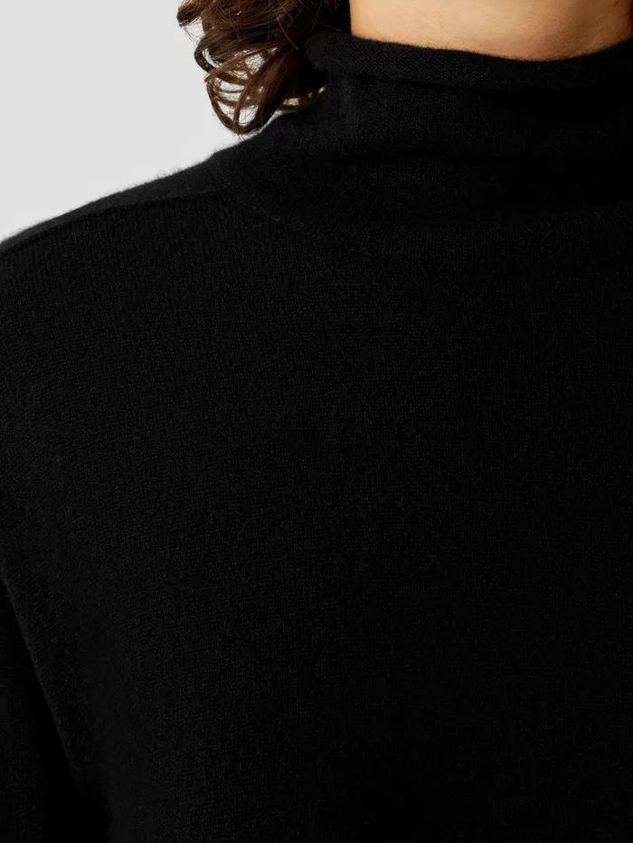 Women Eileen Fisher Sweaters and Cardigans Italian Cashmere Turtleneck Long Top Black