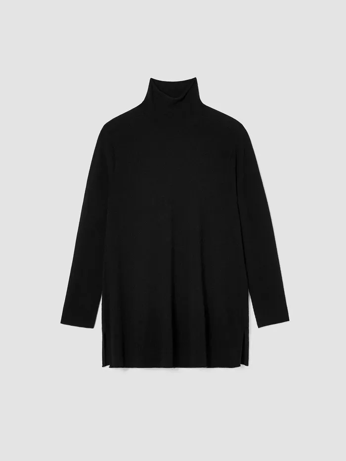 Women Eileen Fisher Sweaters and Cardigans Italian Cashmere Turtleneck Long Top Black
