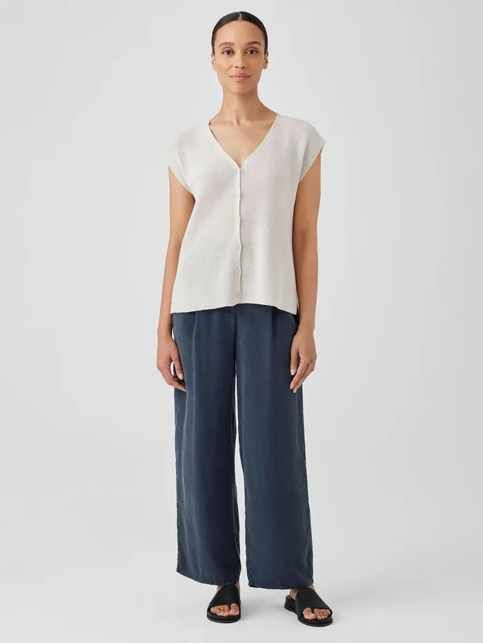 Women Eileen Fisher Sweaters and Cardigans Peruvian Organic Cotton Crepe Vest Bone