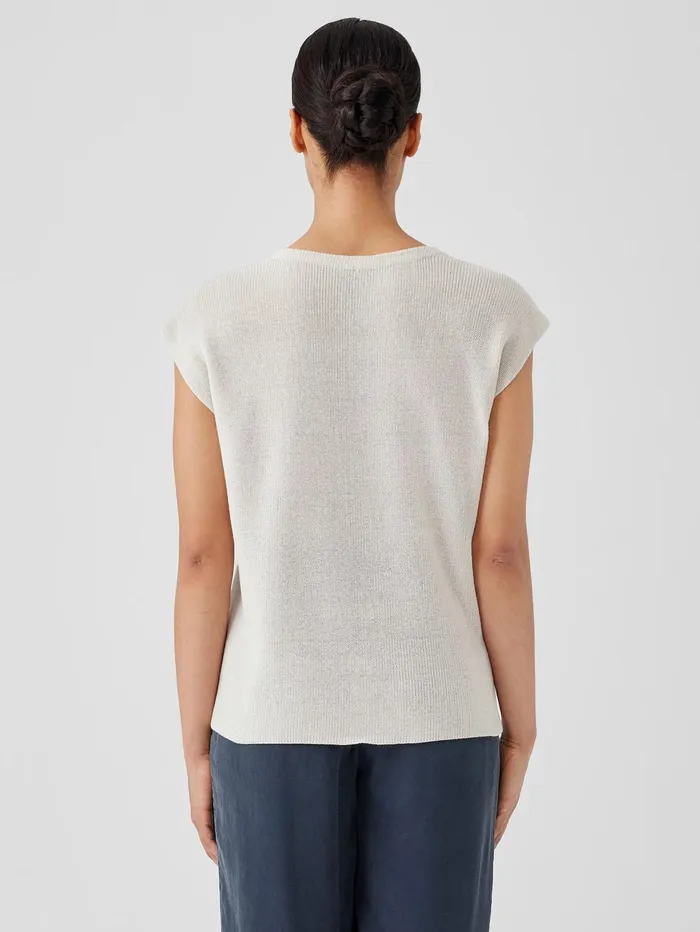 Women Eileen Fisher Sweaters and Cardigans Peruvian Organic Cotton Crepe Vest Bone
