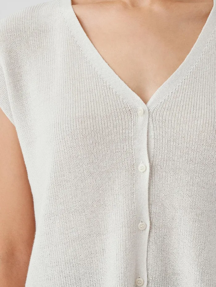 Women Eileen Fisher Sweaters and Cardigans Peruvian Organic Cotton Crepe Vest Bone