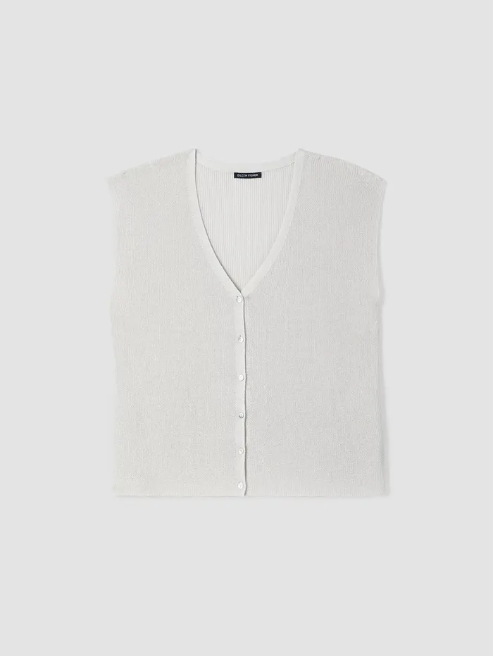 Women Eileen Fisher Sweaters and Cardigans Peruvian Organic Cotton Crepe Vest Bone