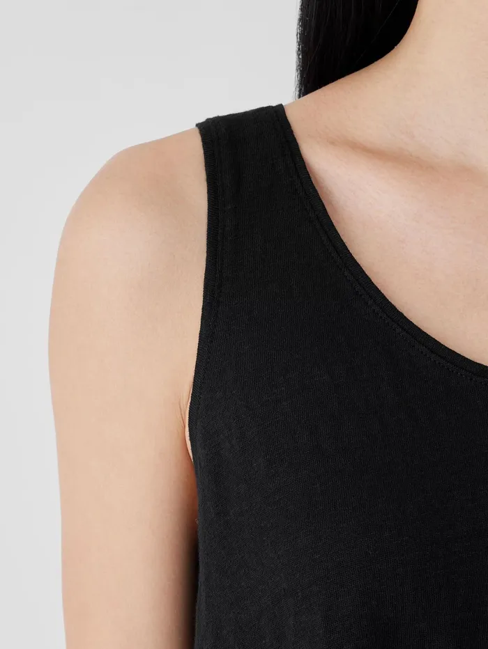 Women Eileen Fisher Tanks and Camis Organic Linen Jersey Tank Black