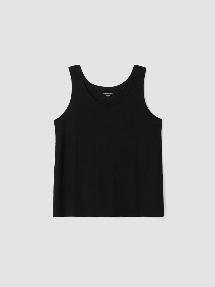 Women Eileen Fisher Tanks and Camis Organic Linen Jersey Tank Black