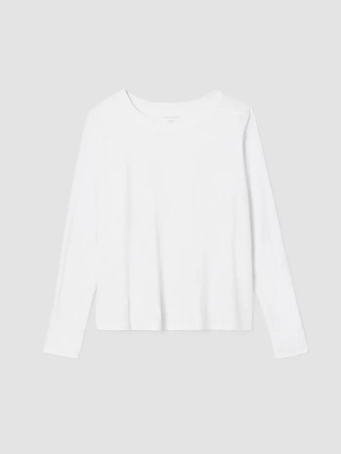Women Eileen Fisher Tops and Tees Organic Linen Jersey Crew Neck Top White