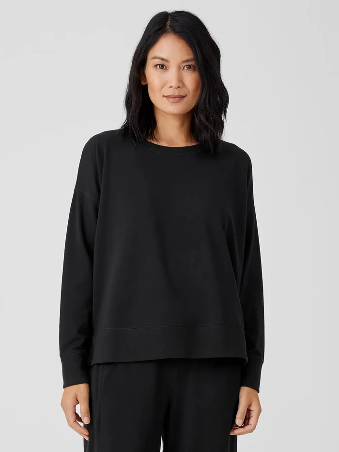 Women Eileen Fisher Tops and Tees Traceable Cotton Jersey Crew Neck Top Black Women Eileen Fisher Tops and Tees Traceable Cotton Jersey Crew Neck Top Black