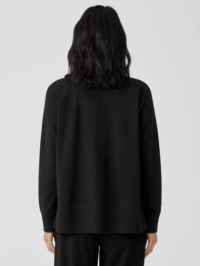 Women Eileen Fisher Tops and Tees Traceable Cotton Jersey Crew Neck Top Black