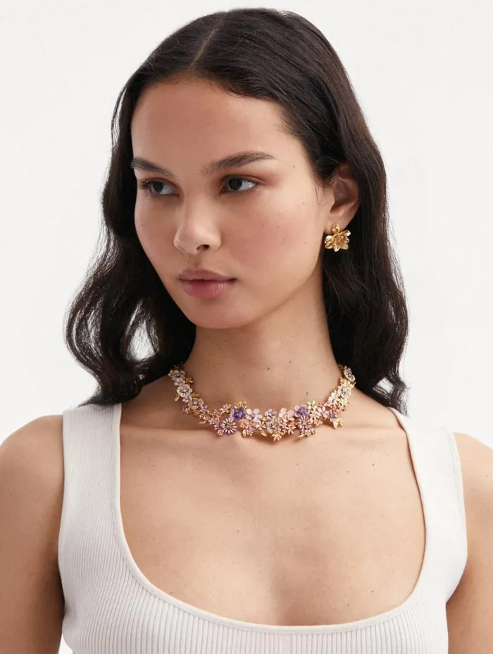 Women Enamel Flower Garden Necklace Multi Oscar De La Renta Necklaces Women Enamel Flower Garden Necklace Multi Oscar De La Renta Necklaces