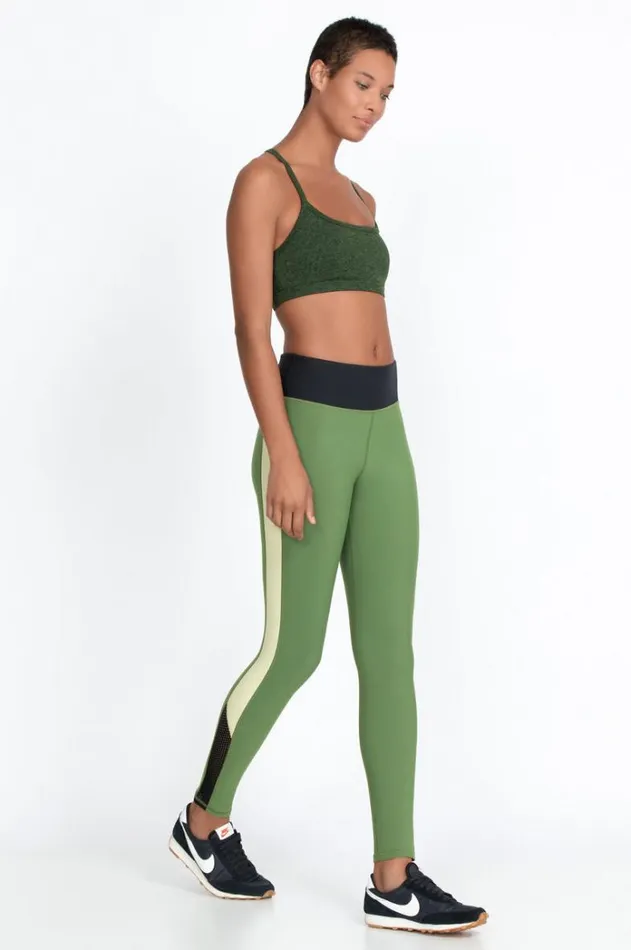 Women Endurance Mesh Inset Legging Bronze Green Johnny Was Active