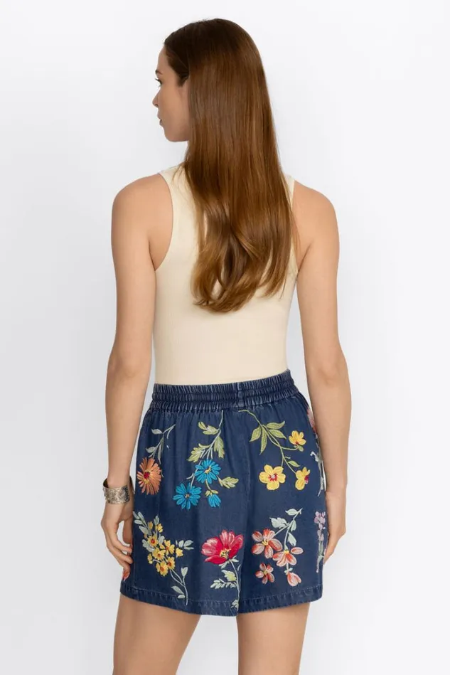 Women EVANGELINE DRAWSTRING SHORT Denim Blue Johnny Was Bottoms Women EVANGELINE DRAWSTRING SHORT Denim Blue Johnny Was Bottoms