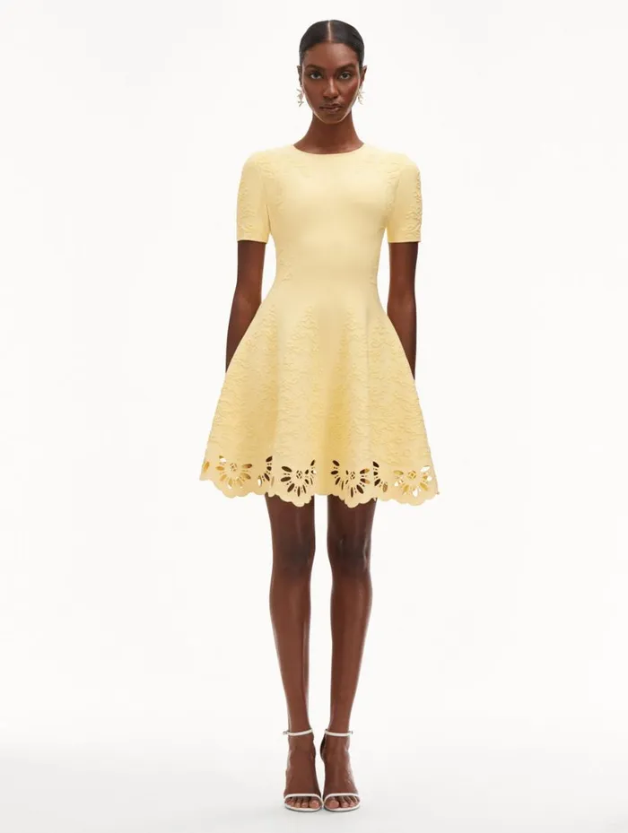Women Eyelet Jacquard Dress Banana Oscar De La Renta Dresses Women Eyelet Jacquard Dress Banana Oscar De La Renta Dresses