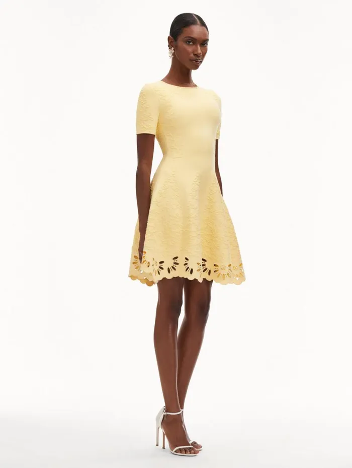 Women Eyelet Jacquard Dress Banana Oscar De La Renta Dresses Women Eyelet Jacquard Dress Banana Oscar De La Renta Dresses