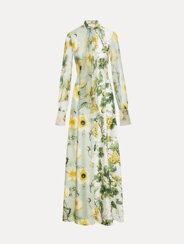 Women Fig and Grapes Silk Twill Caftan Multi Oscar De La Renta Gowns and Caftans