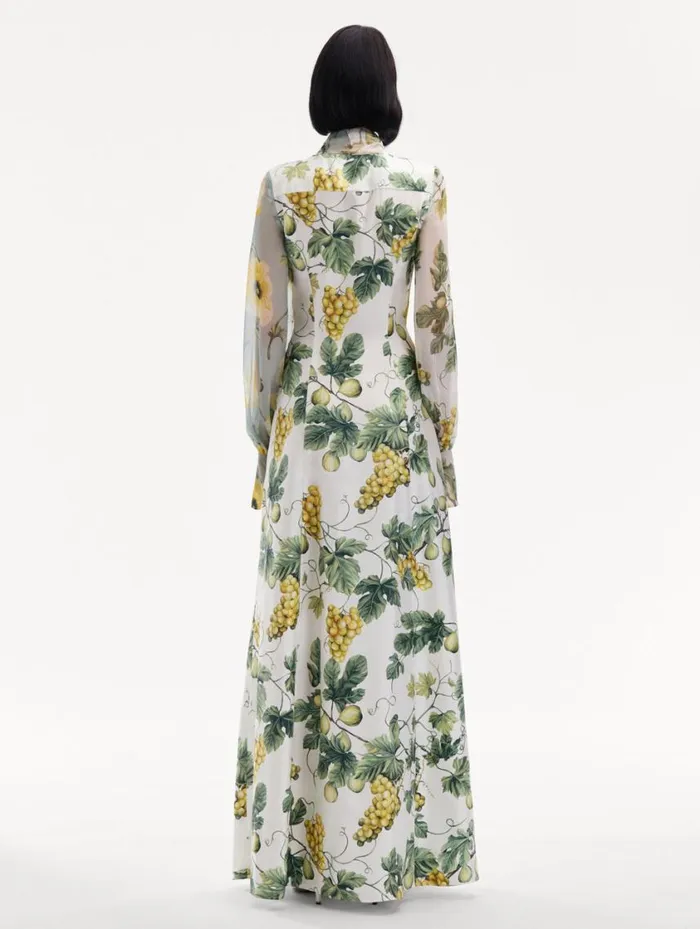 Women Fig and Grapes Silk Twill Caftan Multi Oscar De La Renta Gowns and Caftans Women Fig and Grapes Silk Twill Caftan Multi Oscar De La Renta Gowns and Caftans