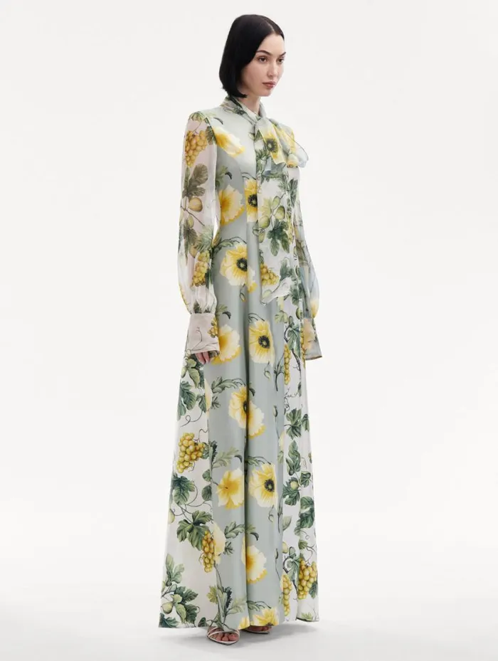 Women Fig and Grapes Silk Twill Caftan Multi Oscar De La Renta Gowns and Caftans Women Fig and Grapes Silk Twill Caftan Multi Oscar De La Renta Gowns and Caftans