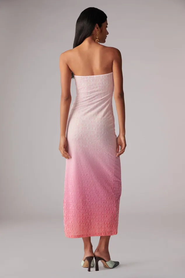 Women Fiorucci Dresses Monogram Logo Bandeau Maxi Dress Pink Women Fiorucci Dresses Monogram Logo Bandeau Maxi Dress Pink
