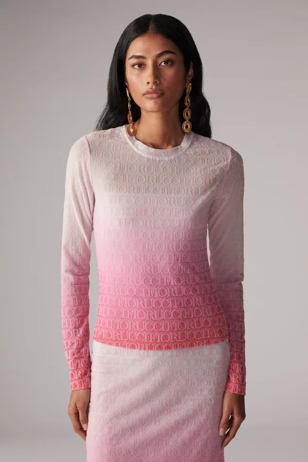 Women Fiorucci Dresses Monogram Logo Long Sleeve Top Pink Women Fiorucci Dresses Monogram Logo Long Sleeve Top Pink