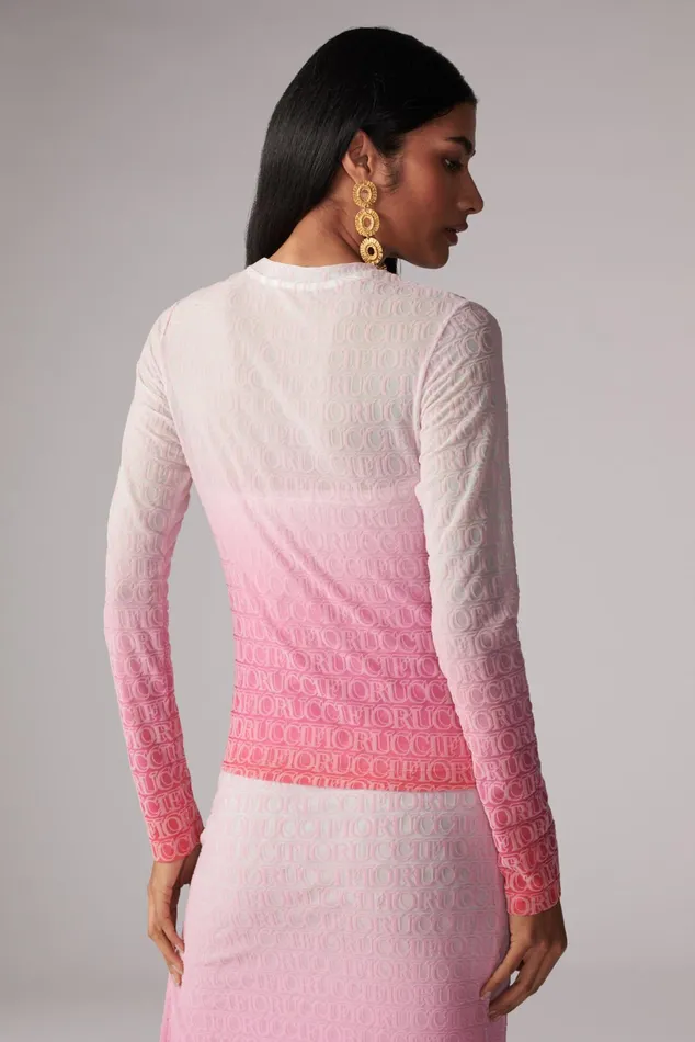 Women Fiorucci Dresses Monogram Logo Long Sleeve Top Pink Women Fiorucci Dresses Monogram Logo Long Sleeve Top Pink