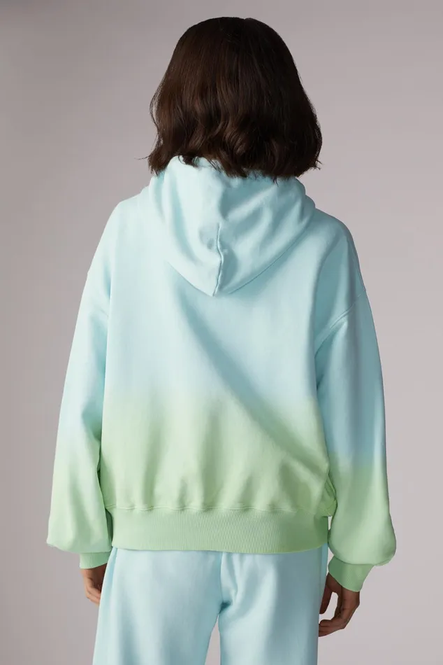 Women Fiorucci Sweatshirts and Hoodies Ombre Squiggle Logo Hoodie Green Women Fiorucci Sweatshirts and Hoodies Ombre Squiggle Logo Hoodie Green