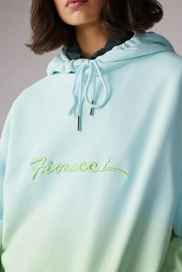 Women Fiorucci Sweatshirts and Hoodies Ombre Squiggle Logo Hoodie Green Women Fiorucci Sweatshirts and Hoodies Ombre Squiggle Logo Hoodie Green