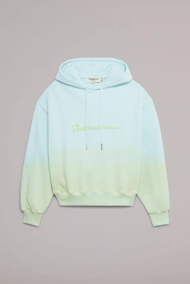 Women Fiorucci Sweatshirts and Hoodies Ombre Squiggle Logo Hoodie Green Women Fiorucci Sweatshirts and Hoodies Ombre Squiggle Logo Hoodie Green