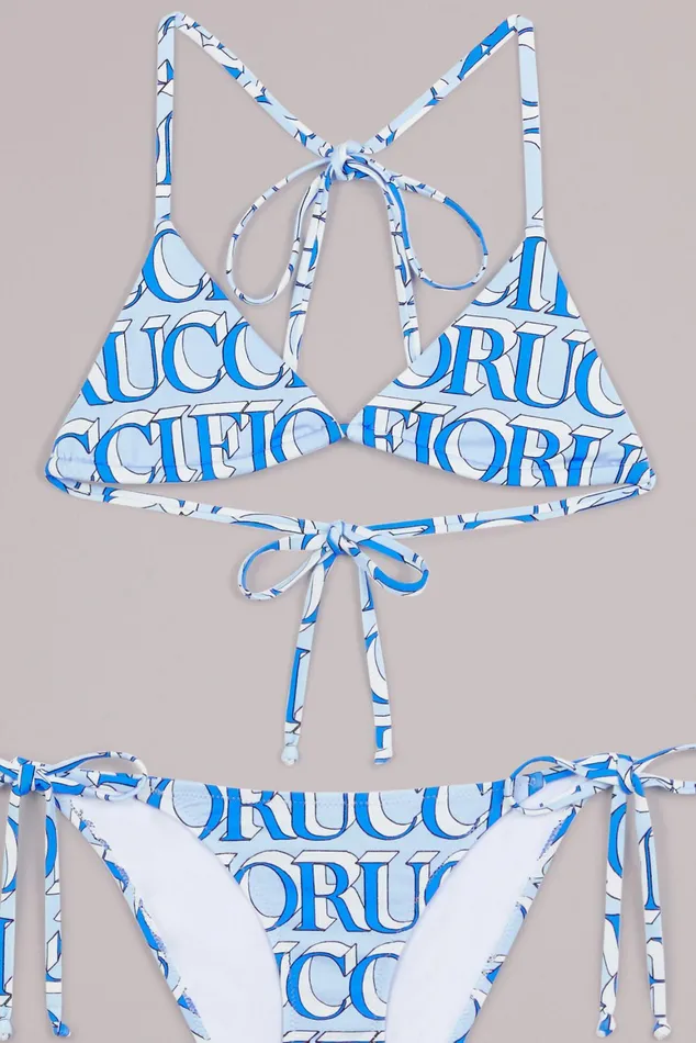 Women Fiorucci Swimwear Monogram Logo Bikini Blue Women Fiorucci Swimwear Monogram Logo Bikini Blue