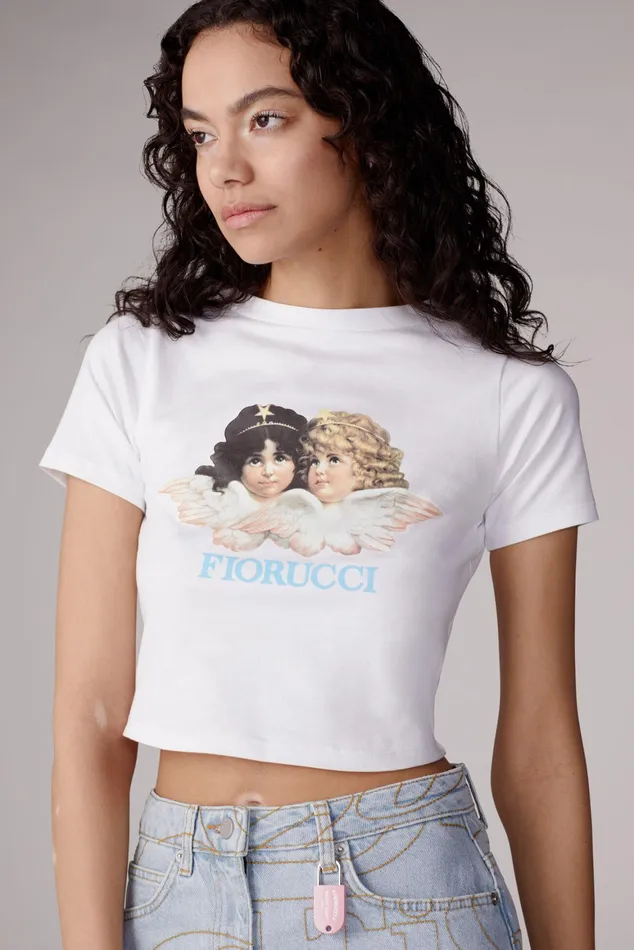 Women Fiorucci TShirts and Tops Angels Baby TShirt White Women Fiorucci TShirts and Tops Angels Baby TShirt White