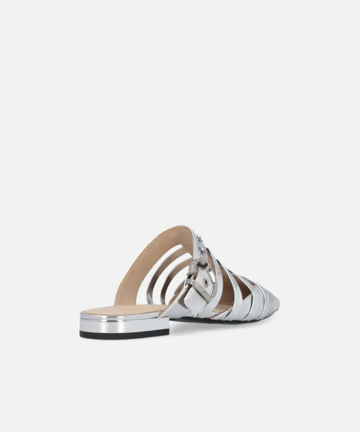 Women Flats Pinko Mirroreffect Pointedtoe Mules Silver Women Flats Pinko Mirroreffect Pointedtoe Mules Silver