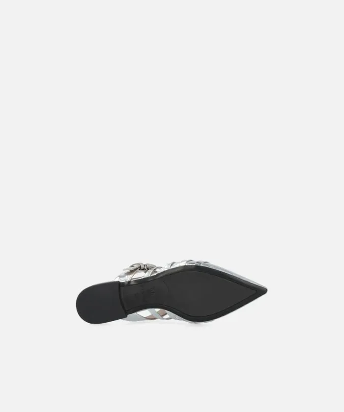 Women Flats Pinko Mirroreffect Pointedtoe Mules Silver Women Flats Pinko Mirroreffect Pointedtoe Mules Silver
