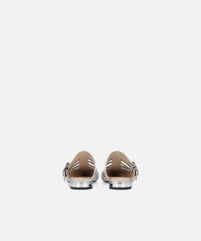Women Flats Pinko Mirroreffect Pointedtoe Mules Silver Women Flats Pinko Mirroreffect Pointedtoe Mules Silver