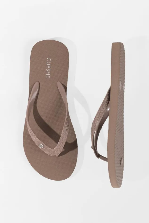 Women Flip Flops Cupshe Sand Bar Rhinestone Golden Flip Flops Brown