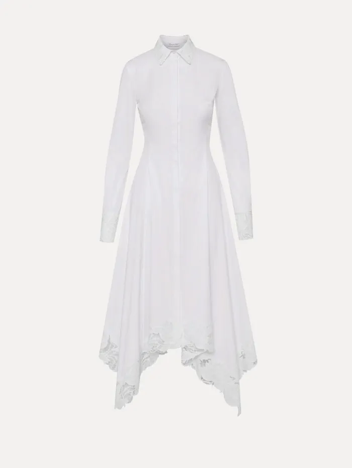 Women Floral Guipure Handkerchief Dress White Oscar De La Renta Dresses