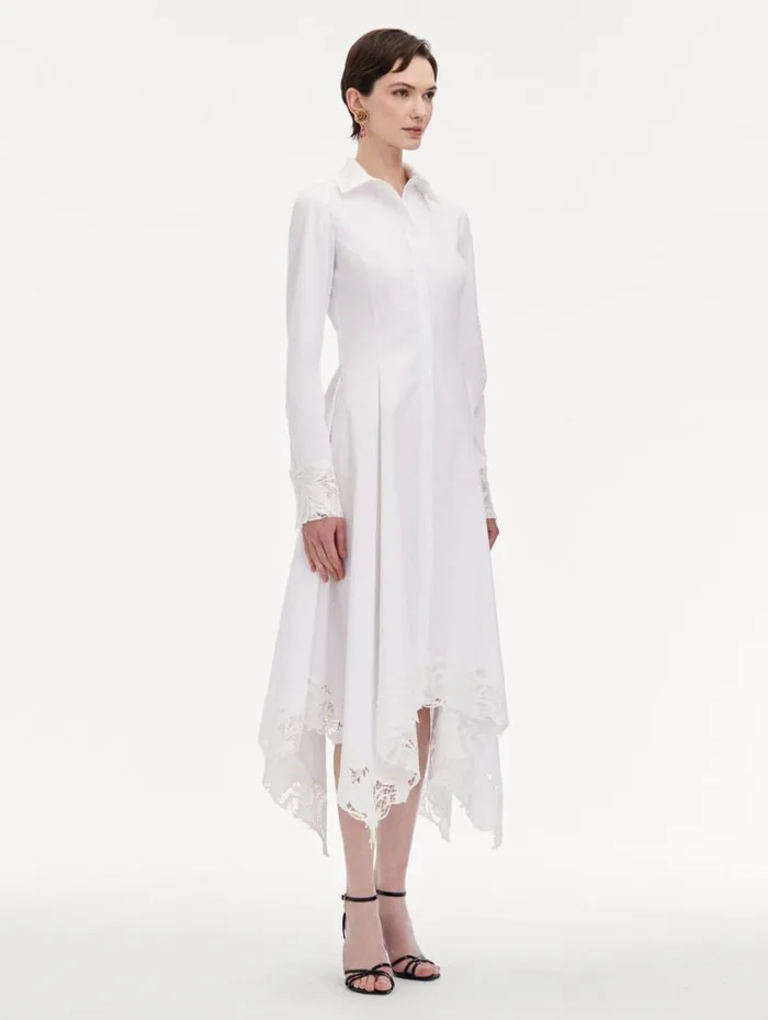 Women Floral Guipure Handkerchief Dress White Oscar De La Renta Dresses Women Floral Guipure Handkerchief Dress White Oscar De La Renta Dresses