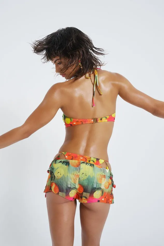 Women Fruit Print Mesh Skort Jaded London Micro Bikinis