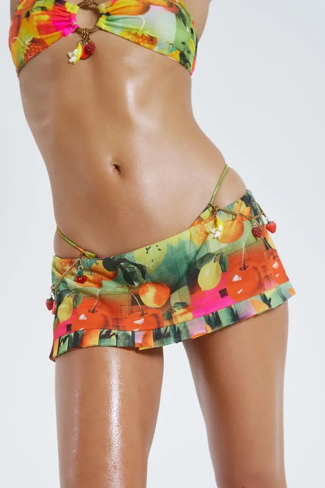 Women Fruit Print Mesh Skort Jaded London Micro Bikinis