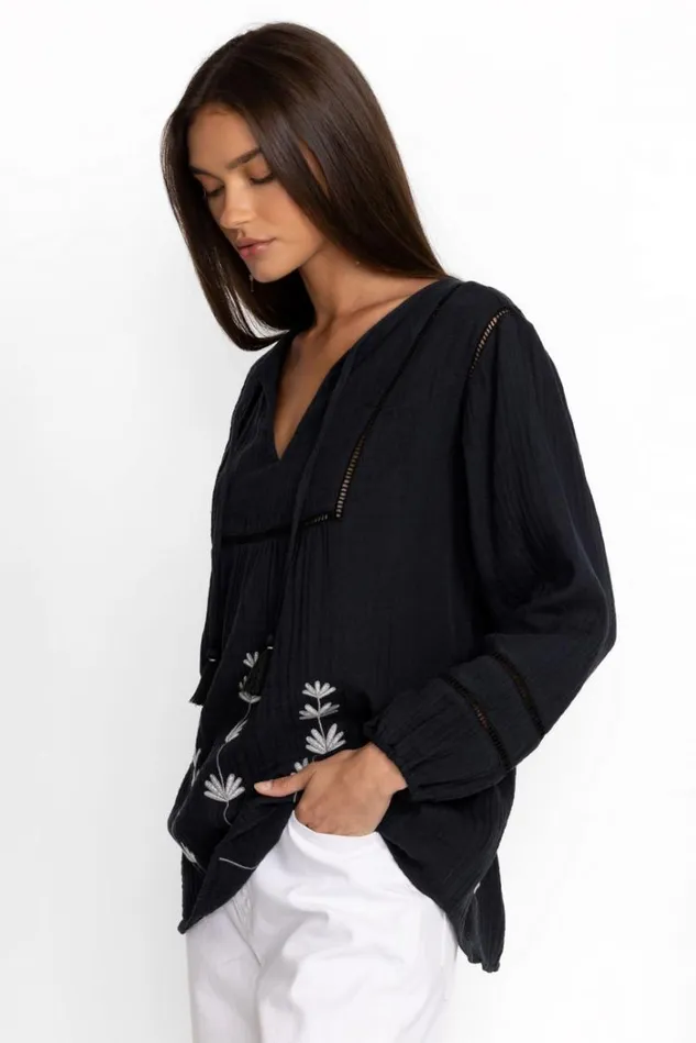 Women GAUZE TUNIC Black Beauty Johnny Was Tops Women GAUZE TUNIC Black Beauty Johnny Was Tops