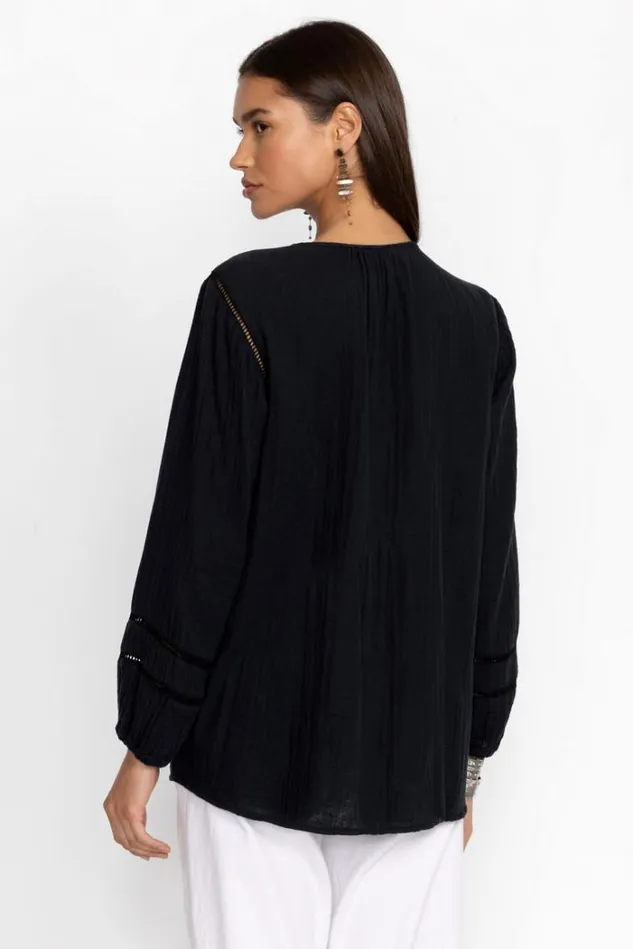 Women GAUZE TUNIC Black Beauty Johnny Was Tops Women GAUZE TUNIC Black Beauty Johnny Was Tops