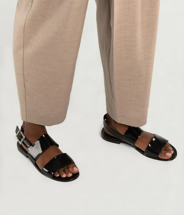 Women Glam Vegan Waterproof Sandals Black Matt and Nat Waterproof