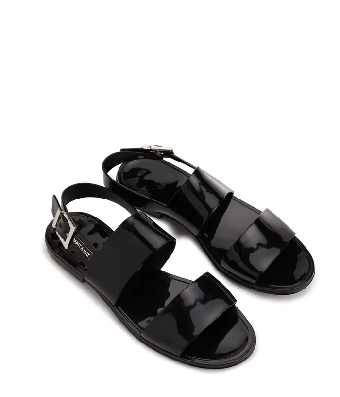 Women Glam Vegan Waterproof Sandals Black Matt and Nat Waterproof