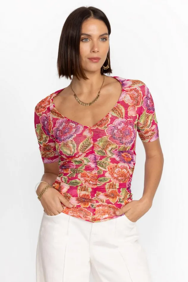 Women GLORIANA MESH TEE Fabiola Johnny Was Tops