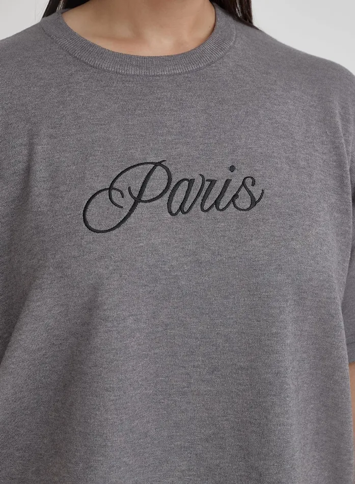 Women Grey Plus Size Paris Slogan TShirt Abeba 4th and Reckless Plus Size