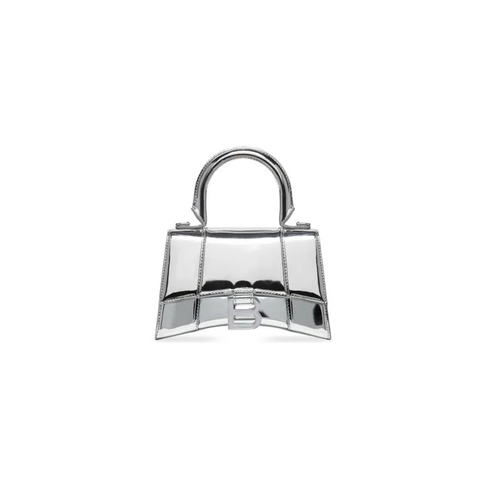 Women Handbags Balenciaga Hourglass Xs Handbag Mirror Effect In Silver