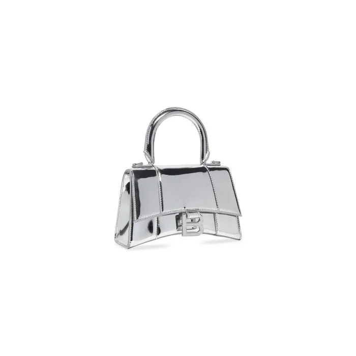 Women Handbags Balenciaga Hourglass Xs Handbag Mirror Effect In Silver