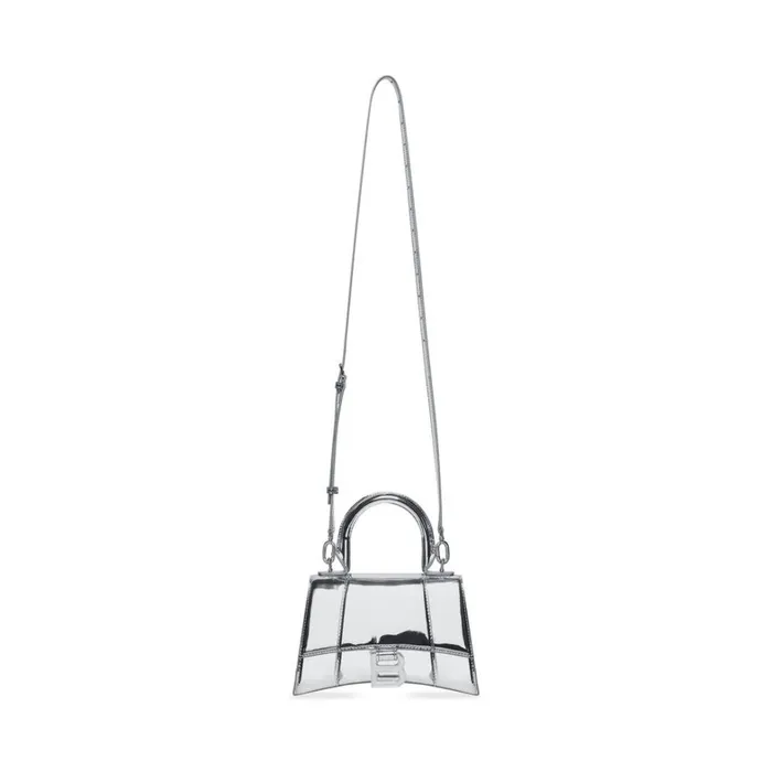 Women Handbags Balenciaga Hourglass Xs Handbag Mirror Effect In Silver